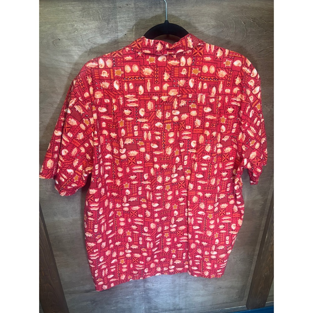 Island Aloha Wear Mens Red Sea Life Turtle Fish Hawaiian Shirt Made in Hawaii XL - Picture 3 of 5